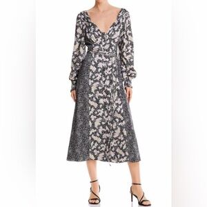 Cinq à Sept Jessica Long Sleeve Dress in Black Multi NWOT Size 6